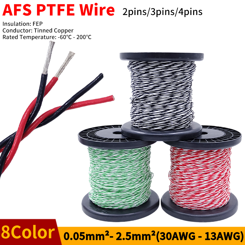 Diy Electronics Audio - PTFE Tel AFS200 2 pins 26/25/24/22/20/18/17/15/13AWG